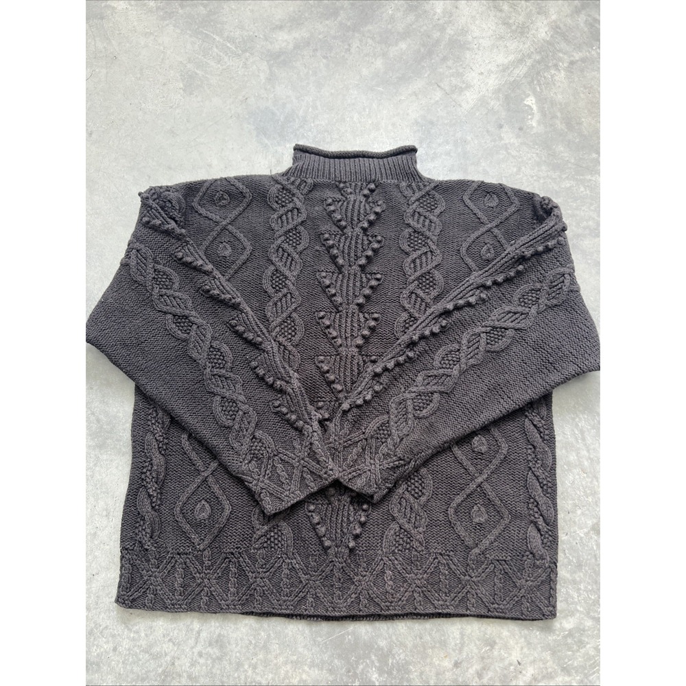 Vintage Twist Thick Knit Black  L.L.BEAN Black Knit Sweater Women  large sku328 - Picture 5 of 7